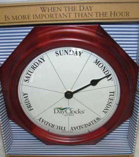 Dayclock Day of Week Retirement Wall Clock Mahogany