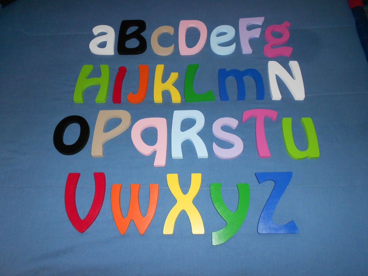 size Complete Alphabet Set Painted Wooden Wall Letters Nursery Child