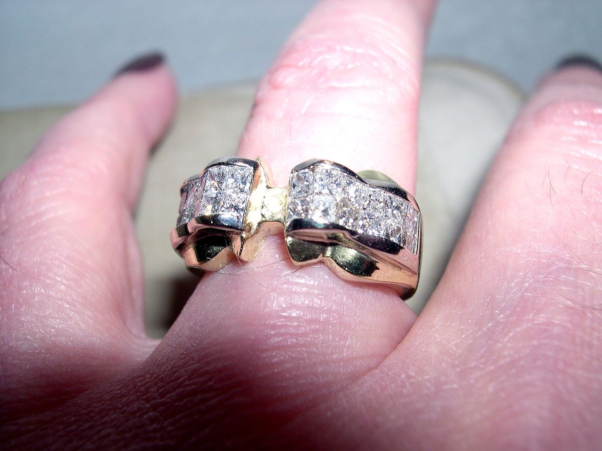Gorgeous Princess Cut Diamonds Heavy YG Semi Mount Engagement Ring 1