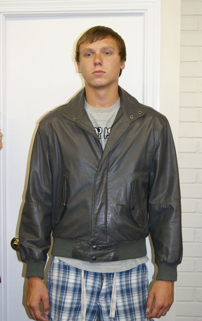 Vintage Mens 1980s Gray Leather Members Only Jacket
