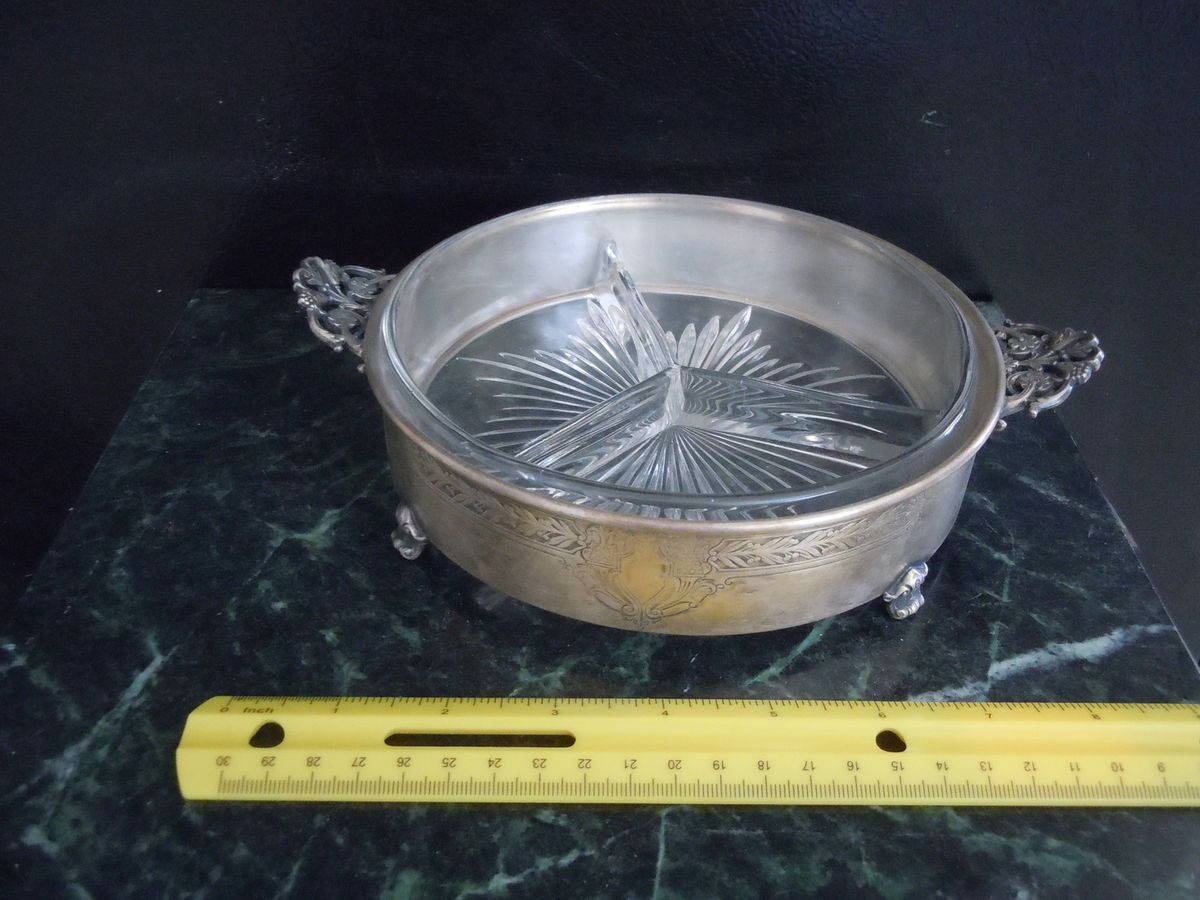 Meriden 3 Comp Silver Plate Serving Dish