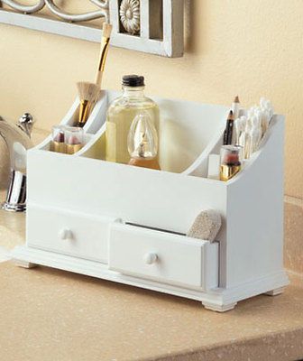 MAKEUP JEWELRY BATH ORGANIZER WITH DRAWERS WOOD 2 COLORS BATH STORAGE