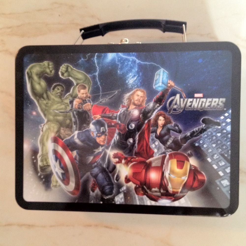 The Avengers Metal Tin Lunch Box Bag Hulk Hawkeye Black Widow Iron Man