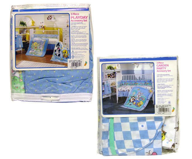 Baby Looney Tunes Receiving Blanket + Crib Skirt + Diaper Stacker 3pc