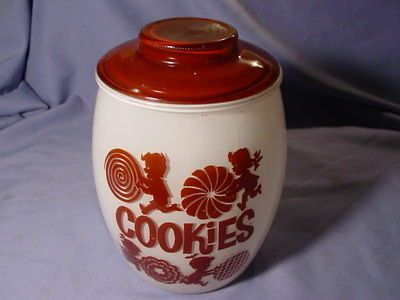 Vintage Bartlett Collins Kid Theme Brown & White Glass Cookie Jar