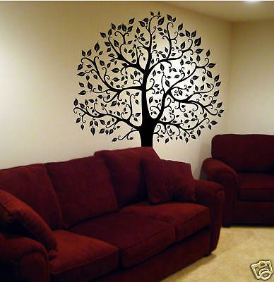 SILVER DOLLAR BRANCH BiG Wall Mural Stickers Tree Leaves Room Decor