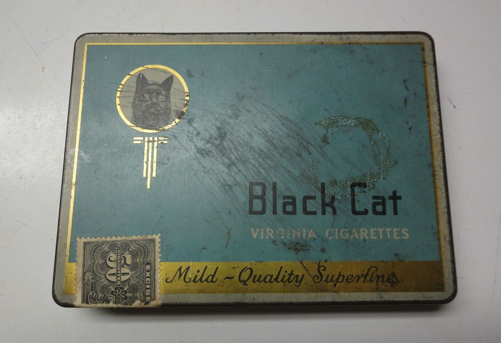 BLACK CAT FLAT 50 CIGARETTE TIN