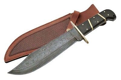 NEW 15 Damascus Steel, Real Buffalo Horn Handle Classic Bowie Knife