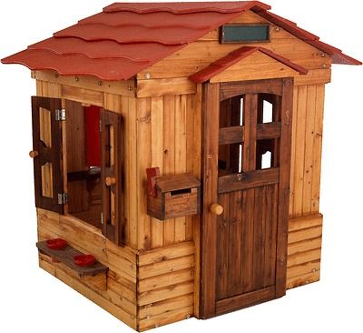 Outdoor Playhouse Weather Resistant Wood Windows Mailbox Pretend Play