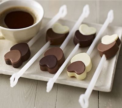 Heart Chocolate Stirrer Silicone Mold & Sticks great with Coffee