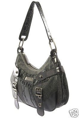 Womens Silver Grey Fabric and Leather Buckle Hobo Bag RRP £299