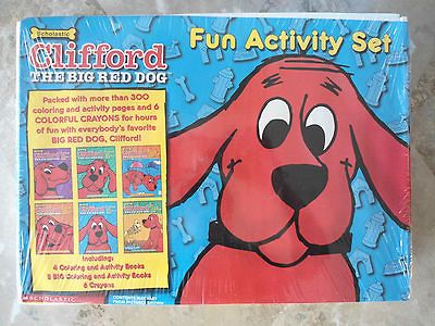 NEW Clifford The Big Red Dog Fun Activity Set; 6 Crayons & 6 Coloring