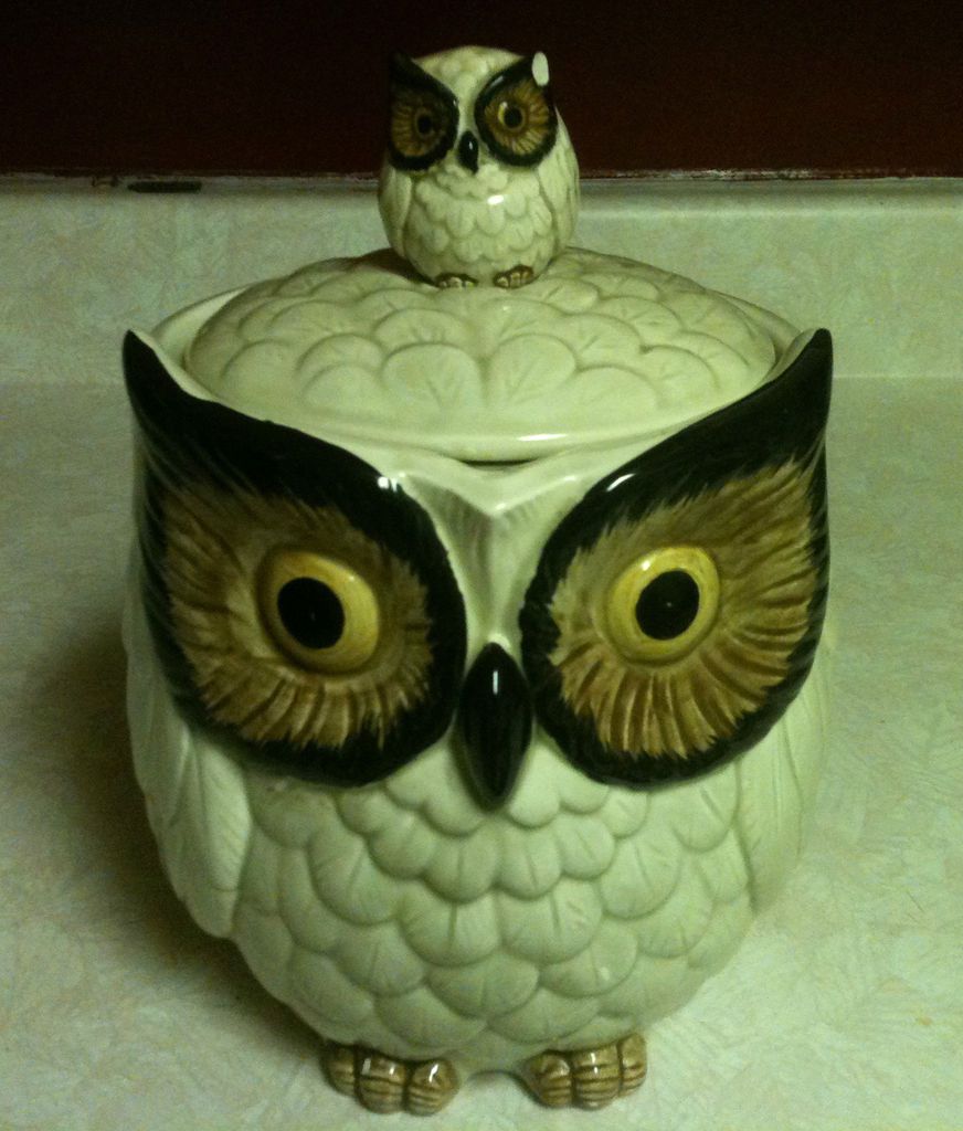 Vintage OMC Classic 1950s Owl Cookie Jar with Lid REDUCED PRICE