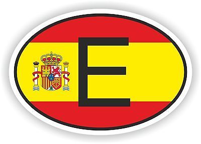 SPAIN COUNTRY CODE OVAL WITH SPANISH FLAG STICKER bumper decal car