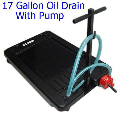 17 Gallon Low Profile Portable Truck Car Oil Drain Pan with Pump FREE