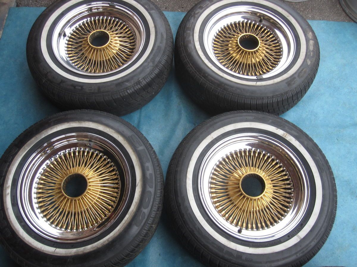 15 Dayton Wire Rims Wheels Tires Chrome Gold