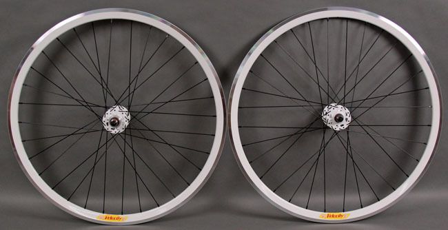  Deep V Track Bike Fixed Gear Wheels Black White Machined Rims 32h