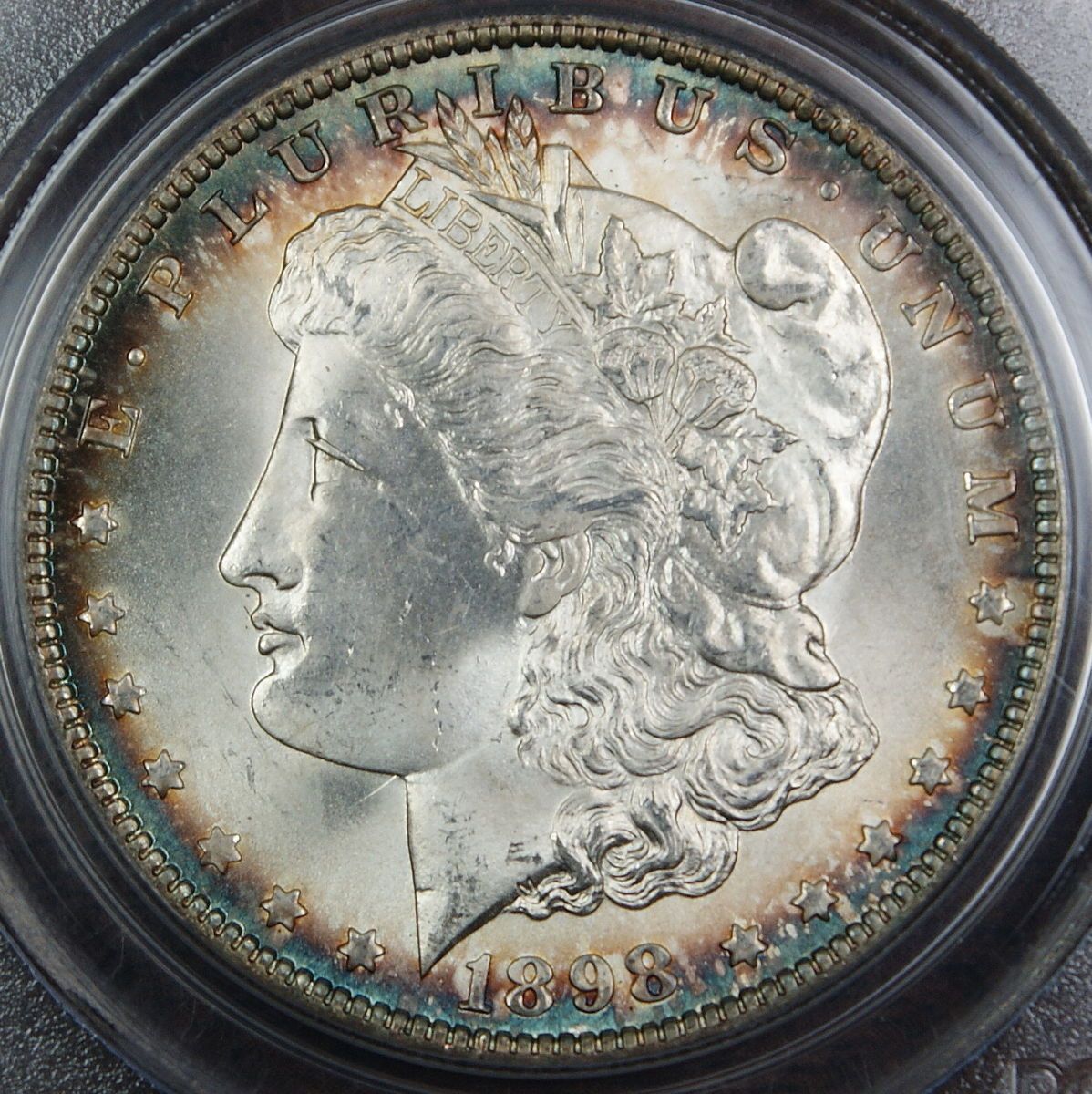 1898 O Morgan Silver Dollar Coin PCGS MS 65 Toned Rim
