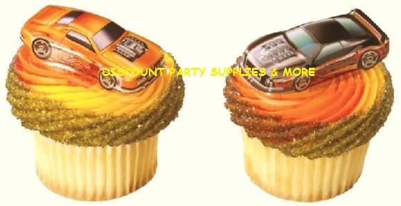 Hot Wheels Cars Cupcake Placs Picks Cake Toppers