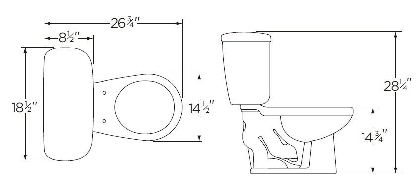 Gerber Maxwell 21 402 1 6 GPF White Toilet Set Round Bowl Slim Tank